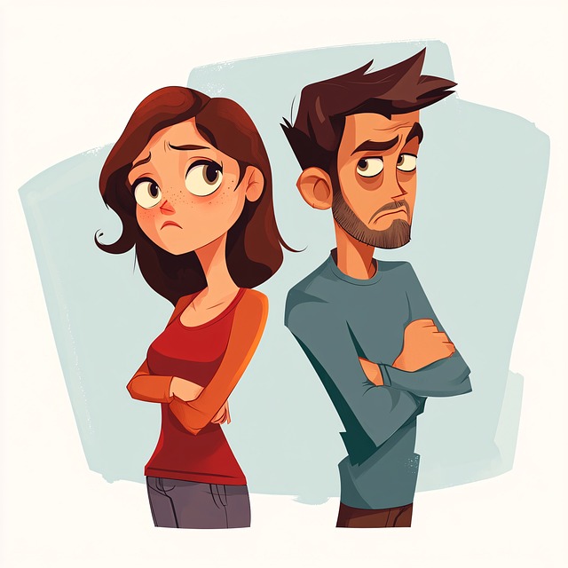 Free couple cartoon worried illustration
