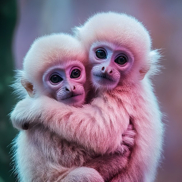 Free ai generated cute monkeys pink monkeys illustration