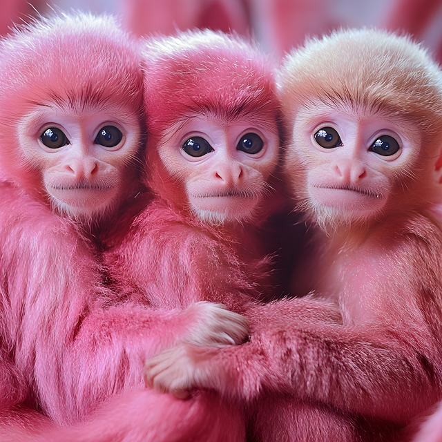 Free Cute Monkeys Pink Monkeys illustration and picture