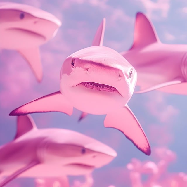 Free Cute Sharks Pink Sharks illustration and picture