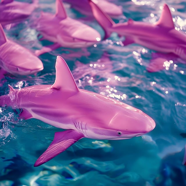 Free Cute Sharks Pink Sharks illustration and picture