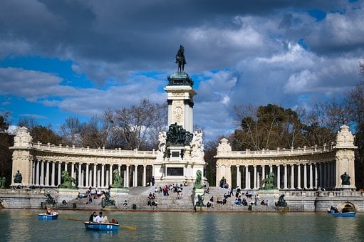 Madrid, Zurück, Park, Teich, Boote