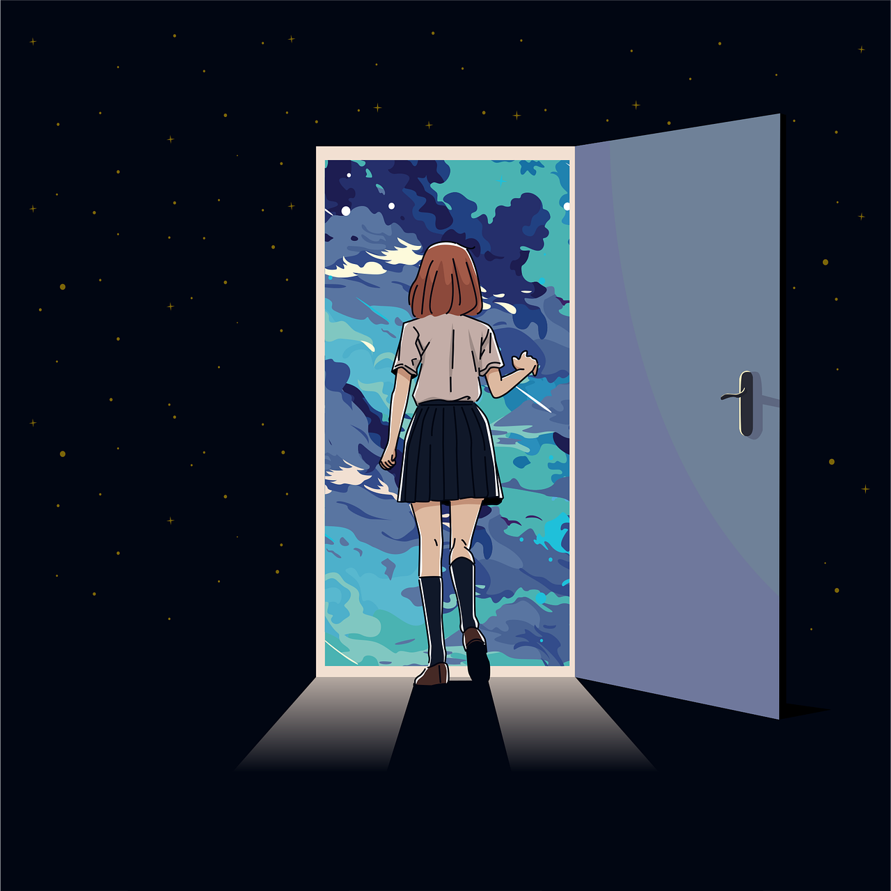 日本动画片 女孩 门 - 免费矢量图形Pixabay