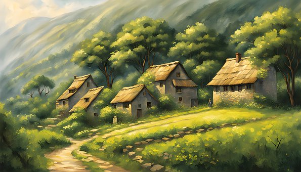 Free Village Field illustration and picture