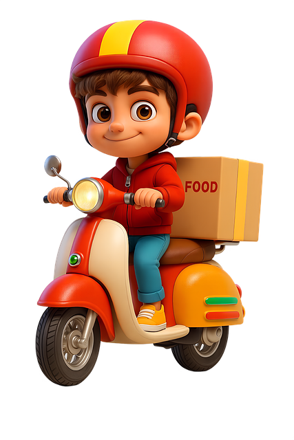 Download free HD stock image of Cartoon Courier Free cartoon courier food delivery illustration
