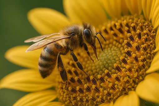 Bie, Honningbie, Solsikke, Blomst