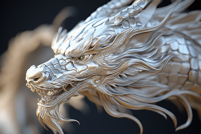 Free ai generated dragon silver illustration