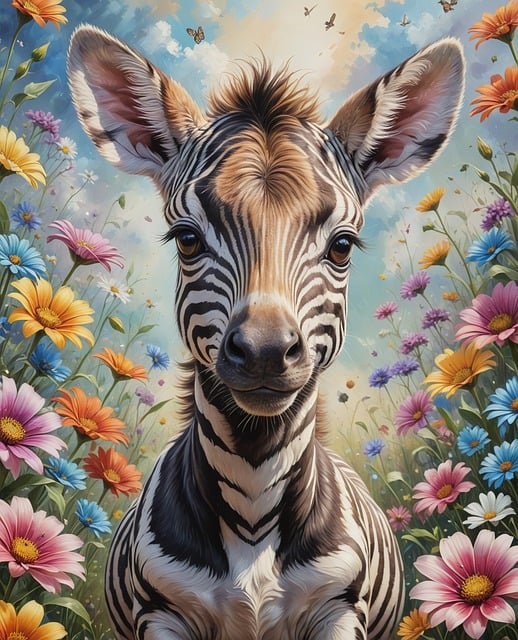 Free ai generated zebra flowers illustration