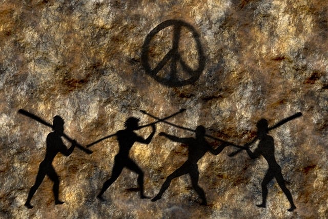 Free cave painting war fight illustration