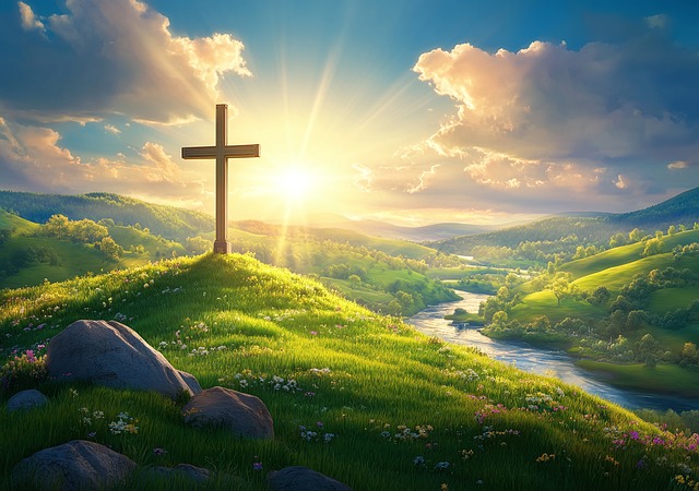 Free ai generated cross resurrection illustration