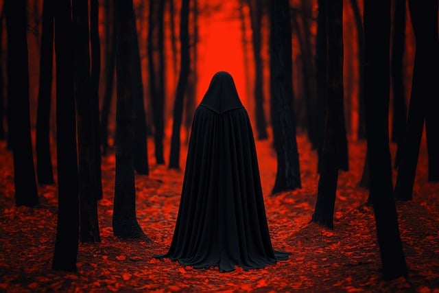 Download free HD stock image of Mysterious Hooded Free mysterious hooded figure illustration
