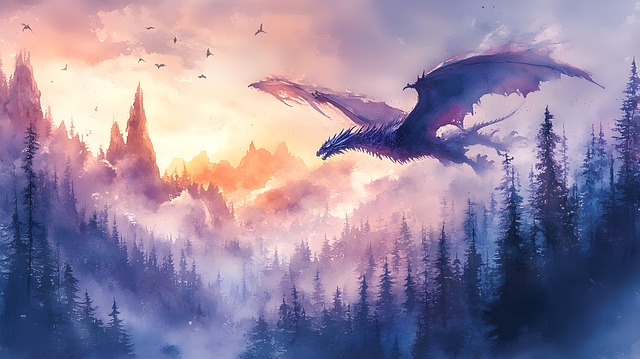 Free ai generated dragon watercolor illustration