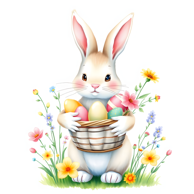 Free ai generated easter bunny pastel eggs illustration