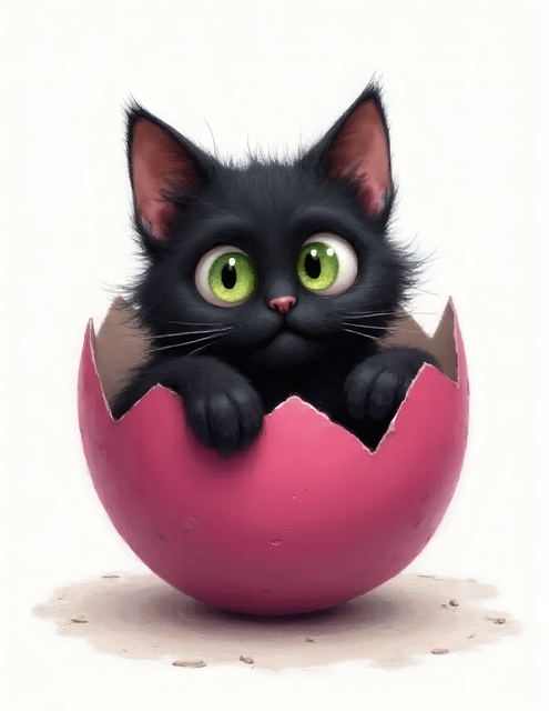 Free ai generated cat black cat illustration
