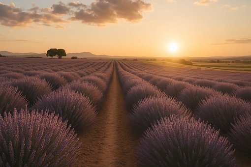 Free Field Lavender In Full Bloom illustration and picture