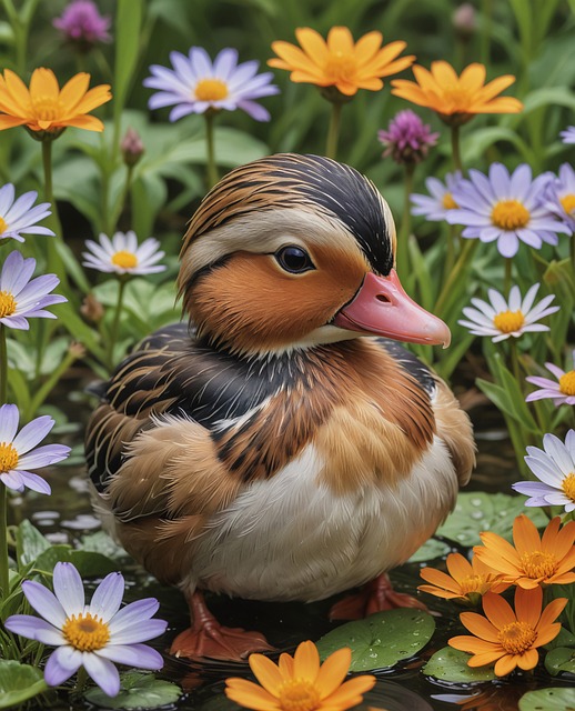 Free ai generated duck mandarin duck illustration