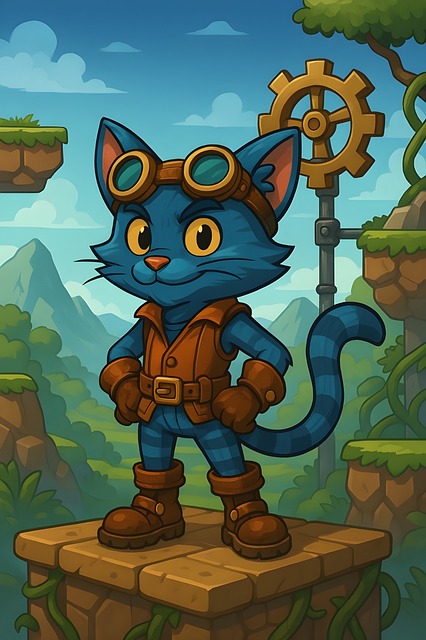 Ai Generiert, Katze, Blau, Steampunk