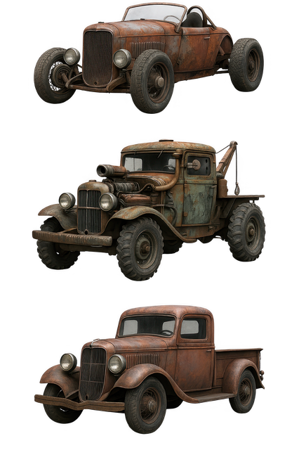 Free vintage cars rusty vehicles old trucks illustration