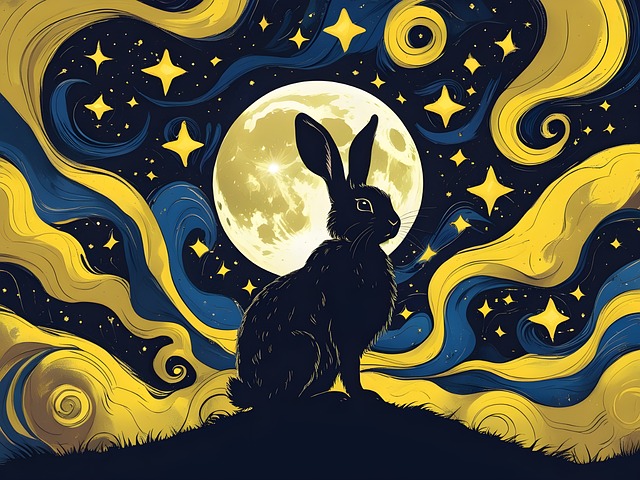 Free ai generated bunny moon illustration