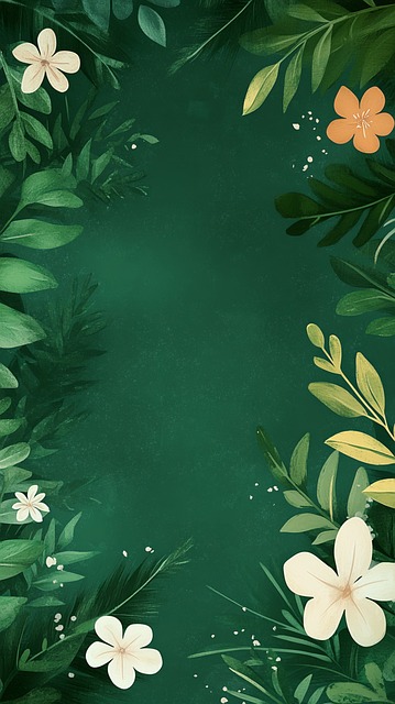 Blumen, Blätter, Grün, Hintergrund, Saum