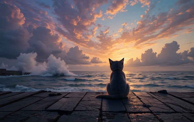 Free cat edge spring illustration