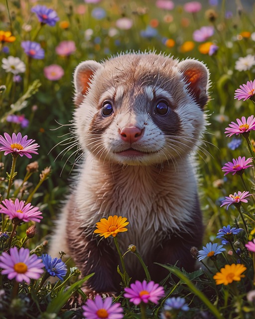Ai Generado, Hurón, Flores, Primavera