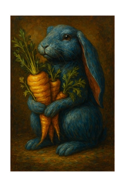 Free ai generated blue rabbit bunny vector