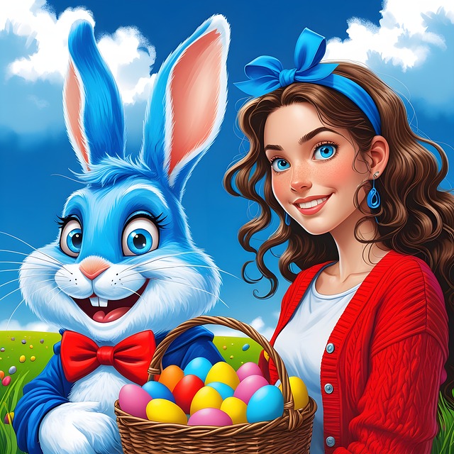 Free easter easter bunny blue rabbit illustration