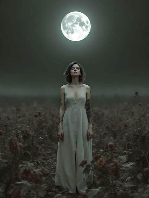 Nacht, Mond, Frau, Depression, Nur