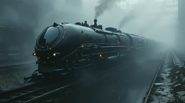 Free steampunk train diesel illustration