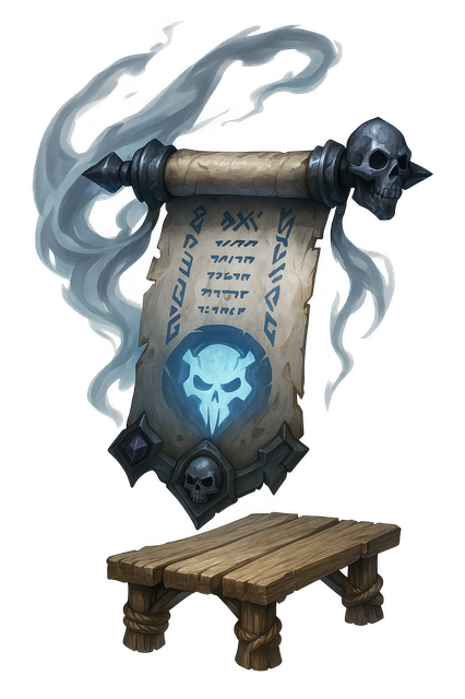 Free magic scroll cursed parchment glowing runes illustration