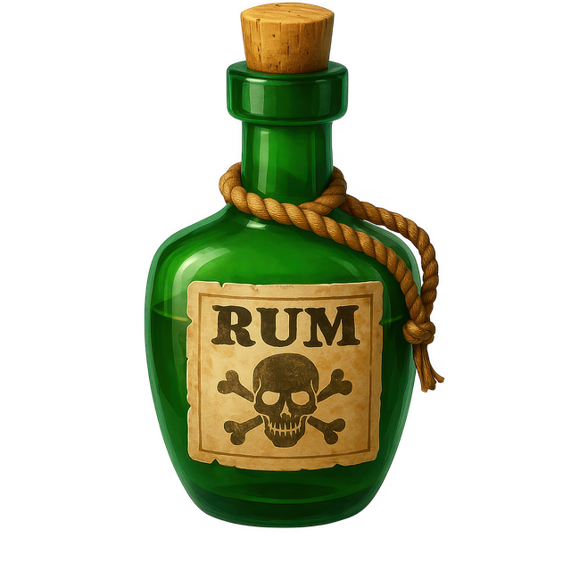 Free rum bottle pirate rum green glass bottle illustration