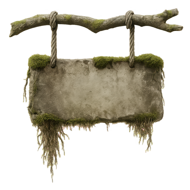 Free stone sign hanging signboard mossy branch illustration