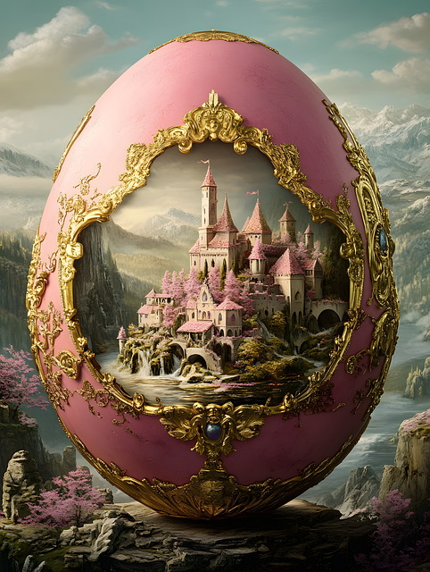 Free easter egg village illustration