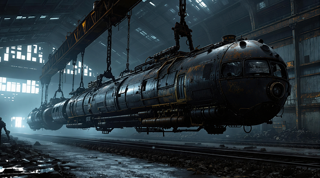 Free abandoned train steampunk illustration