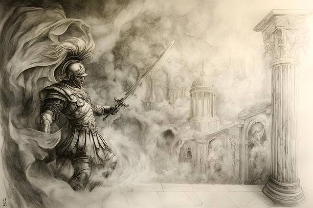 Free roman soldier temple illustration