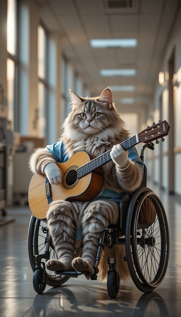 Free ai generated cat acoustic guitar illustration