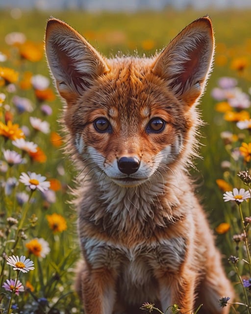 Free ai generated coyote flowers illustration