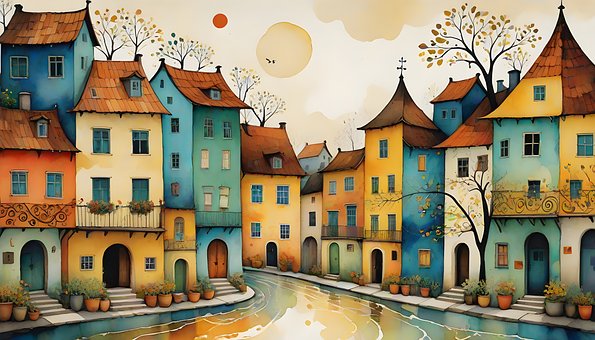 Free Village Houses illustration and picture