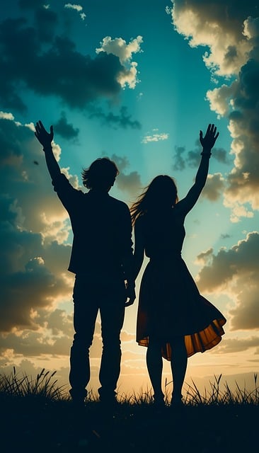 Free ai generated couple praise illustration