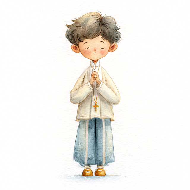 Free ai generated boy prayer illustration