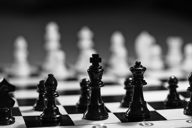 chess, chess pieces, chess board, game, king, black and white photo, monochrome, black-and-white, hd wallpaper, desktop backgrounds, background image
