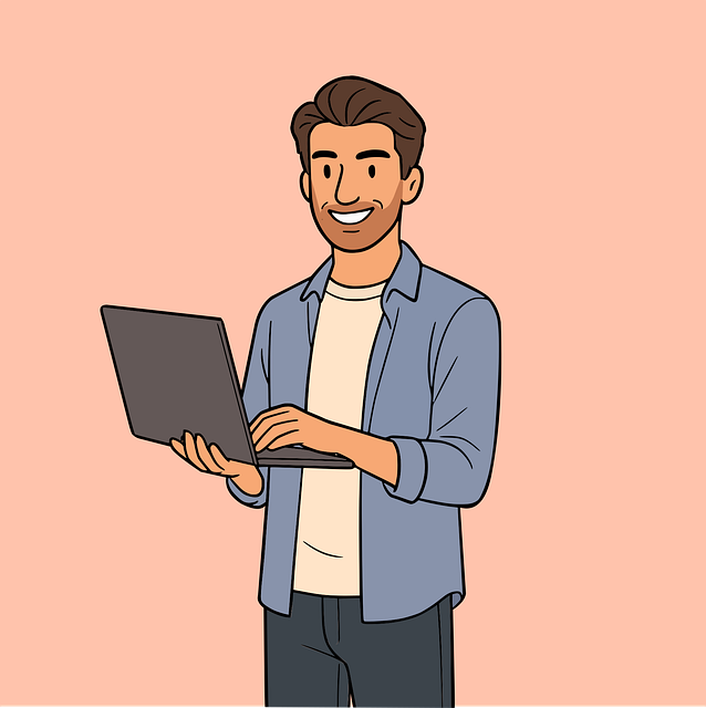 Free man laptop computer vector