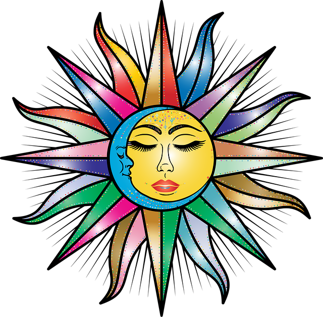 Free sun moon face illustration