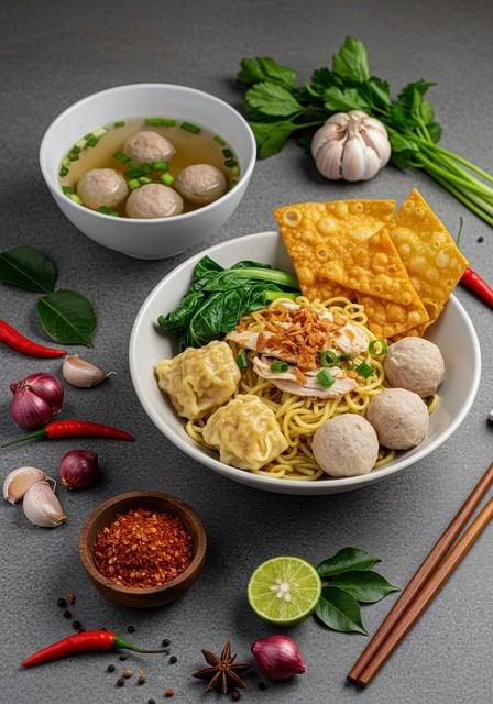 Free ai generated noodles soup illustration