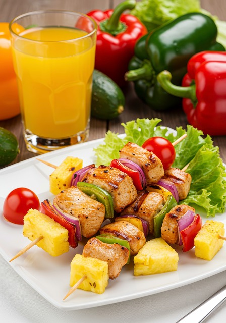 Free chicken pineapple vegetables illustration