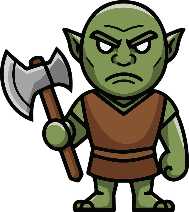 卡通兽人 幻想兽人 拿着斧头的兽人 - 免费矢量图形Pixabay