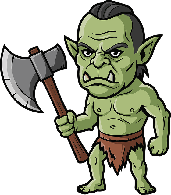 Free cartoon orc fantasy orc orc with axe vector