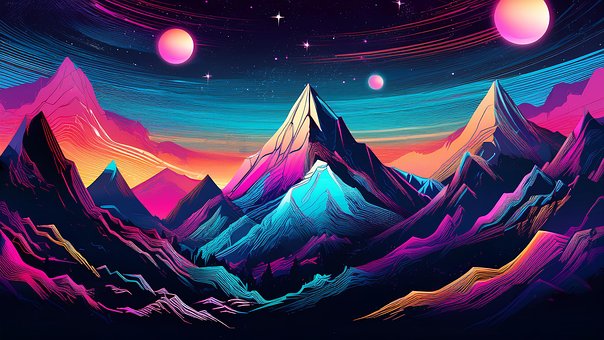 Berge, Dampfwelle, Hintergrund, Bunt