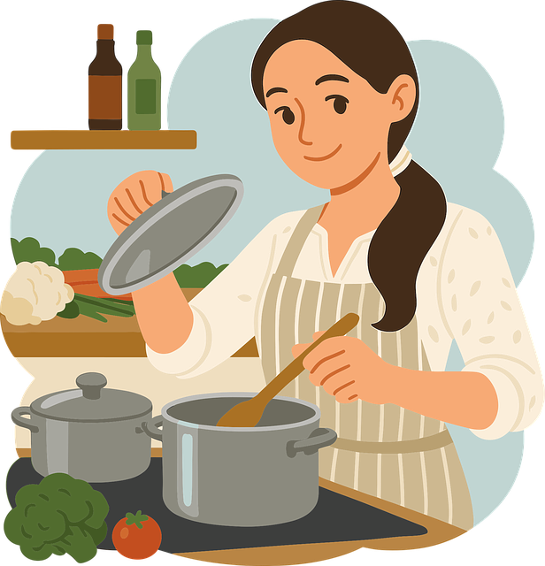 Free ai generated cooking woman in the kitchen illustration
